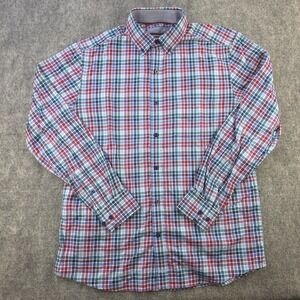 Johnston Murphy Shirt Medium Long Sleeve Button Down Multicolor Plaid Cotton